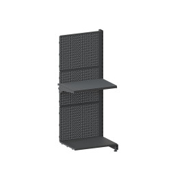 Дополнительный стеллаж перфорированный 1450*600*400 (полки 1х400 мм) RAL 7024 (серый)