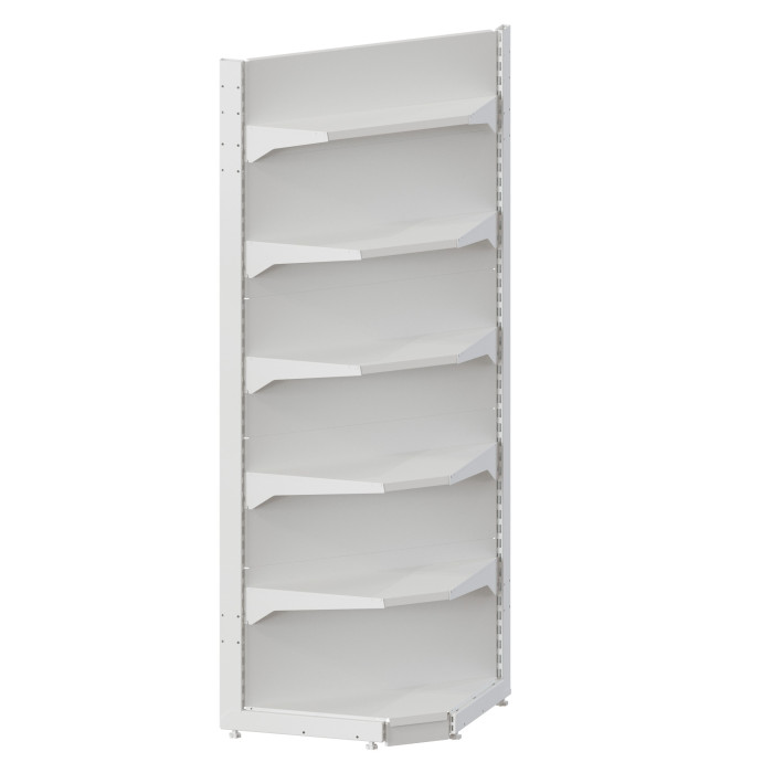 Стелаж кутовий H-2350*750*500 (1х300 мм + 2х400 мм + 2х500 мм) RAL 9016 (білий)
