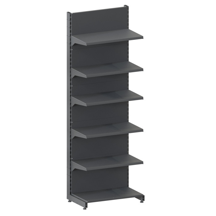 Стеллаж пристенный 2350*750*400 (полки 5х400) RAL 7024 (серый)