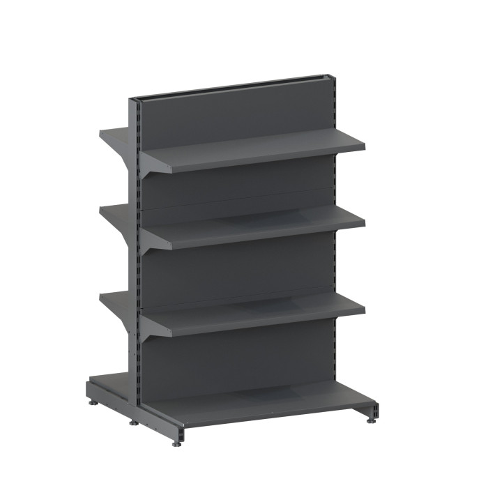 Стелаж двосторонній 1450*950*400 (полиці 6х300 мм) RAL 7024 (сірий)